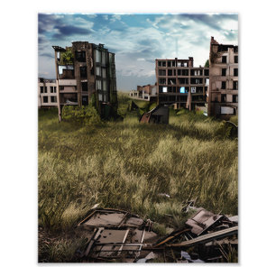 Verlaten Urbane Post-Apocalyptische Kunst Foto Afdruk