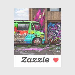 Verlaten Van en Bike Graffiti Urban Art Sticker