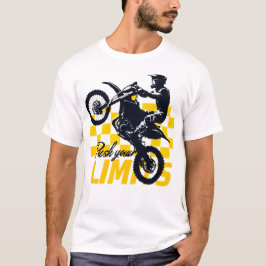 Verleg je grenzen Geel geruite motorcross macht T-shirt