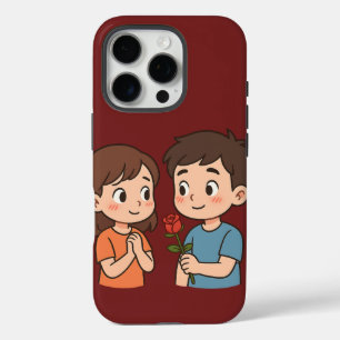 Verlegen Liefdesmoment 💕 Schattige Cartoon iPhone 16 Pro Hoesje