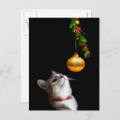 Verleid poesje kat kerst feestdagenkaart (Voorkant / Achterkant)