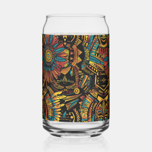 Verleidelijk Blauw "Aztec Dream" Gedrukt blik glas