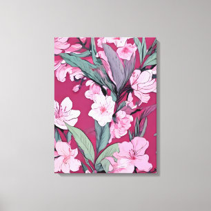 Verleidelijk roze bloemmotief canvas afdruk