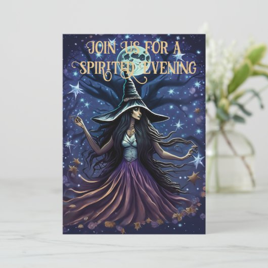 Verleidelijke heks Halloween Party Kaart (Staand voorkant)