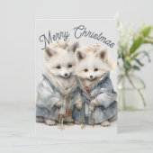Verleidelijke Poolvos Kerstkaart (Staand voorkant)