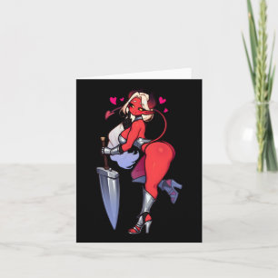 Verleidelijke Tiefling Demon Girl met Zwaard Fanta Kaart