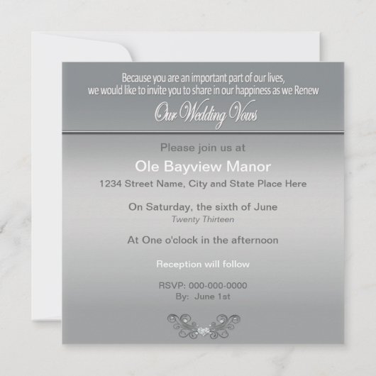 VERLENEN VAN WEDDINGS STEMMEN - INVITATIE - SILVER KAART (Achterkant)
