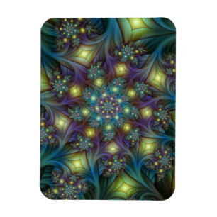 Verlicht abstract blauw paars fractaal patroon magneet