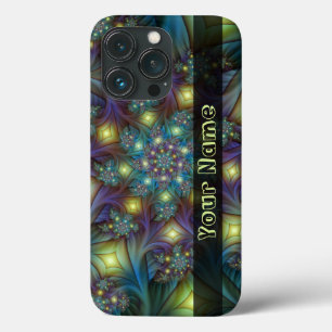 Verlicht Abstract Blauw Paars Fractal Art Name iPhone 13 Pro Hoesje