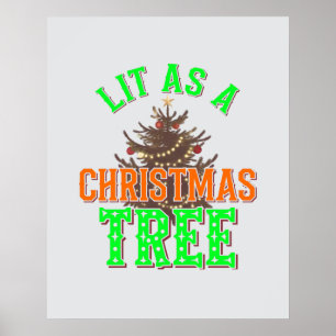 Verlicht als een kerstboom Digital Art Design Poster