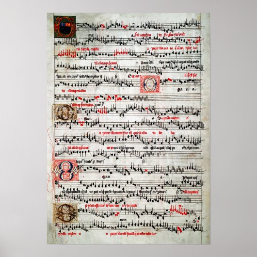 VERLICHT BLAD MUZIEK c. 1490 Poster (Voorkant)