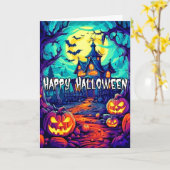 Verlicht Halloween Haunted Mansion Kaart (Gele Bloem)