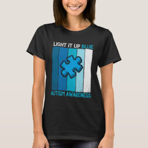 Verlicht het Blauw Autisme Bewustzijn Puzzle Vinta T-shirt