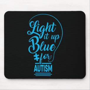 Verlicht het Blauw Autismebewustzijn Geschenken Au Muismat