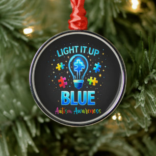 Verlicht het Blauw Autistisch Autisme Bewustzijn Metalen Ornament
