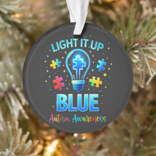 Verlicht het Blauw Autistisch Autisme Bewustzijn Ornament