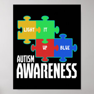 Verlicht het Blauwe Puzzel Inspirerend Autisme Awa Poster
