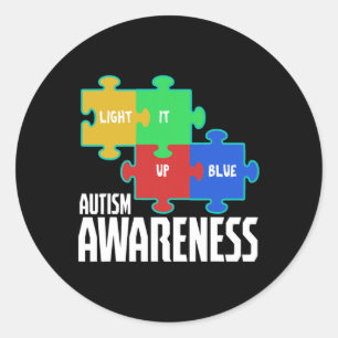 Verlicht het Blauwe Puzzel Inspirerend Autisme Awa Ronde Sticker