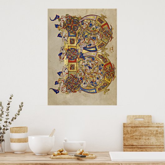 Verlicht Initiaal B van Montecassino Poster (Keuken)