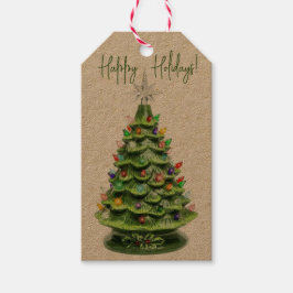 verlicht keramische kerstboom cadeau Label Cadeaulabel
