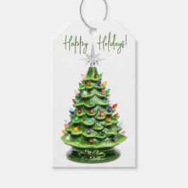 verlicht keramische kerstboom cadeau Label Cadeaulabel
