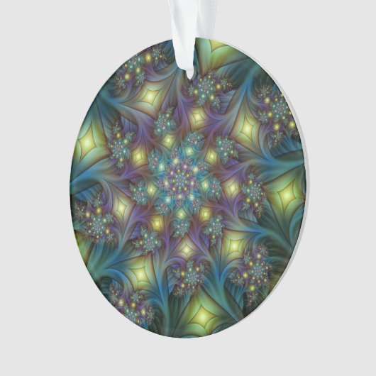 Verlicht modern blauw paars fractaal patroon ornament (voorkant)