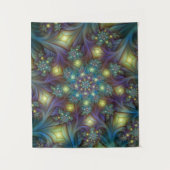 Verlicht modern blauw paars fractaal patroon wandkleed (Voorkant)