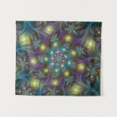 Verlicht modern blauw paars fractaal patroon wandkleed (Voorkant (horizontaal))