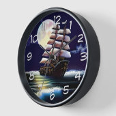 Verlicht schip op de oceaan onder de maan (Hoek)