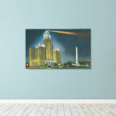 Verlicht Uitzicht stadhuis Canvas Afdruk (Insitu (Houten vloer))