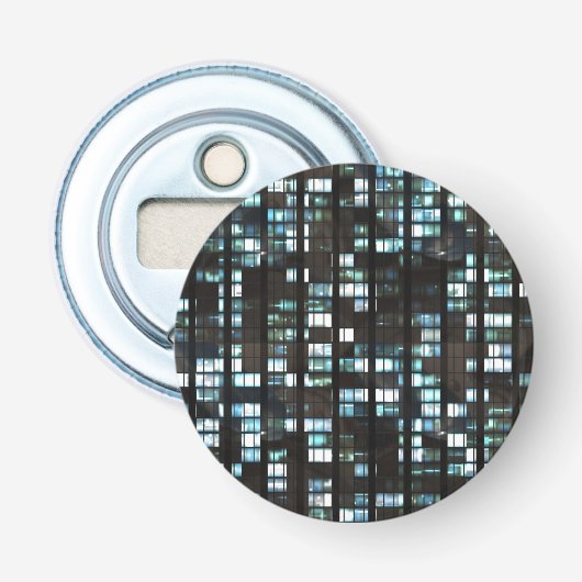 Verlicht vensterpatroon button flesopener (Voorkant)