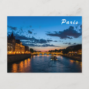 Verlichtde conciergerie bij nacht - Parijs, Frankr Briefkaart