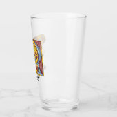 Verlichtde middeleeuwse blauwe en rode ijsheek let glas (Links)