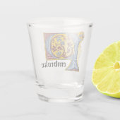 Verlichtde middeleeuwse blauwe en rode ijsheek P Shot Glas (Achterkant)