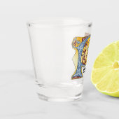 Verlichtde middeleeuwse blauwe en rode ijsheek P Shot Glas (Links)