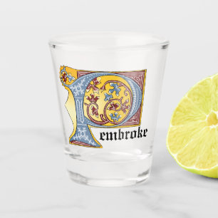 Verlichtde middeleeuwse blauwe en rode ijsheek P Shot Glas