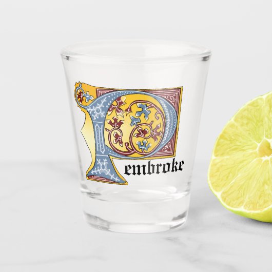 Verlichtde middeleeuwse blauwe en rode ijsheek P Shot Glas (Voorkant)