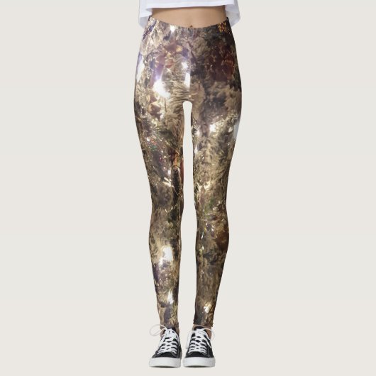 Verlichtde zilveren kerstboomleggings leggings (Voorkant)