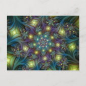 Verlichte Abstracte glanzende Blauwgroen Paarse Fr Briefkaart (Voorkant)