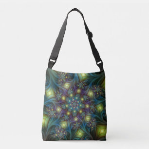 Verlichte Abstracte glanzende Blauwgroen Paarse Fr Crossbody Tas