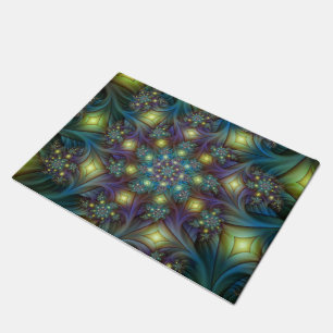 Verlichte Abstracte glanzende Blauwgroen Paarse Fr Deurmat