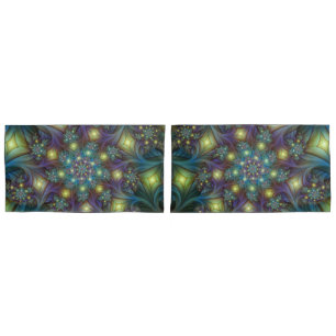 Verlichte Abstracte glanzende Blauwgroen Paarse Fr Kussensloop