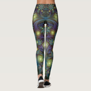 Verlichte Abstracte glanzende Blauwgroen Paarse Fr Leggings