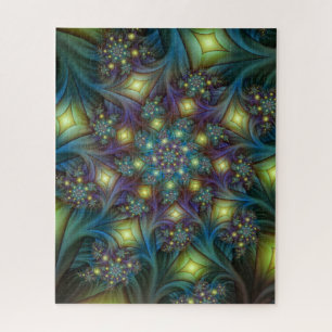 Verlichte Abstracte glanzende Blauwgroen Paarse Fr Legpuzzel
