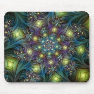 Verlichte Abstracte glanzende Blauwgroen Paarse Fr Muismat