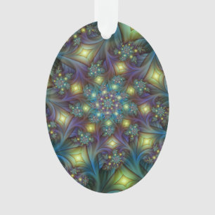 Verlichte Abstracte glanzende Blauwgroen Paarse Fr Ornament