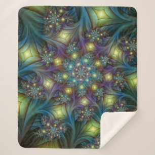 Verlichte Abstracte glanzende Blauwgroen Paarse Fr Sherpa Deken