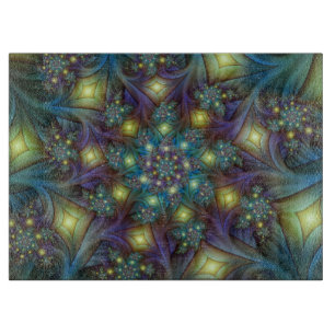 Verlichte Abstracte glanzende Blauwgroen Paarse Fr Snijplank