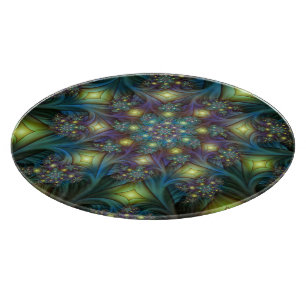 Verlichte Abstracte glanzende Blauwgroen Paarse Fr Snijplank