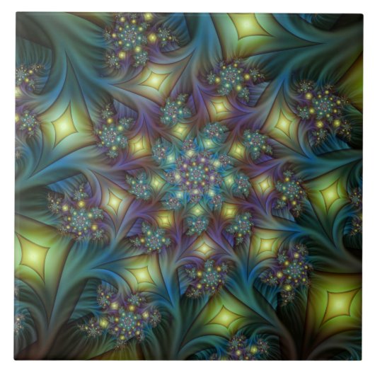 Verlichte Abstracte glanzende Blauwgroen Paarse Fr Tegeltje (Voorkant)